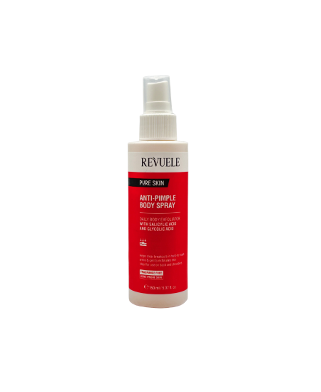 رذاذ الجسم المضاد للحبوب بحمض الساليسيليك والجليكوليك 150مل - Revuele Pure Skin Anti-Pimple Body Spray